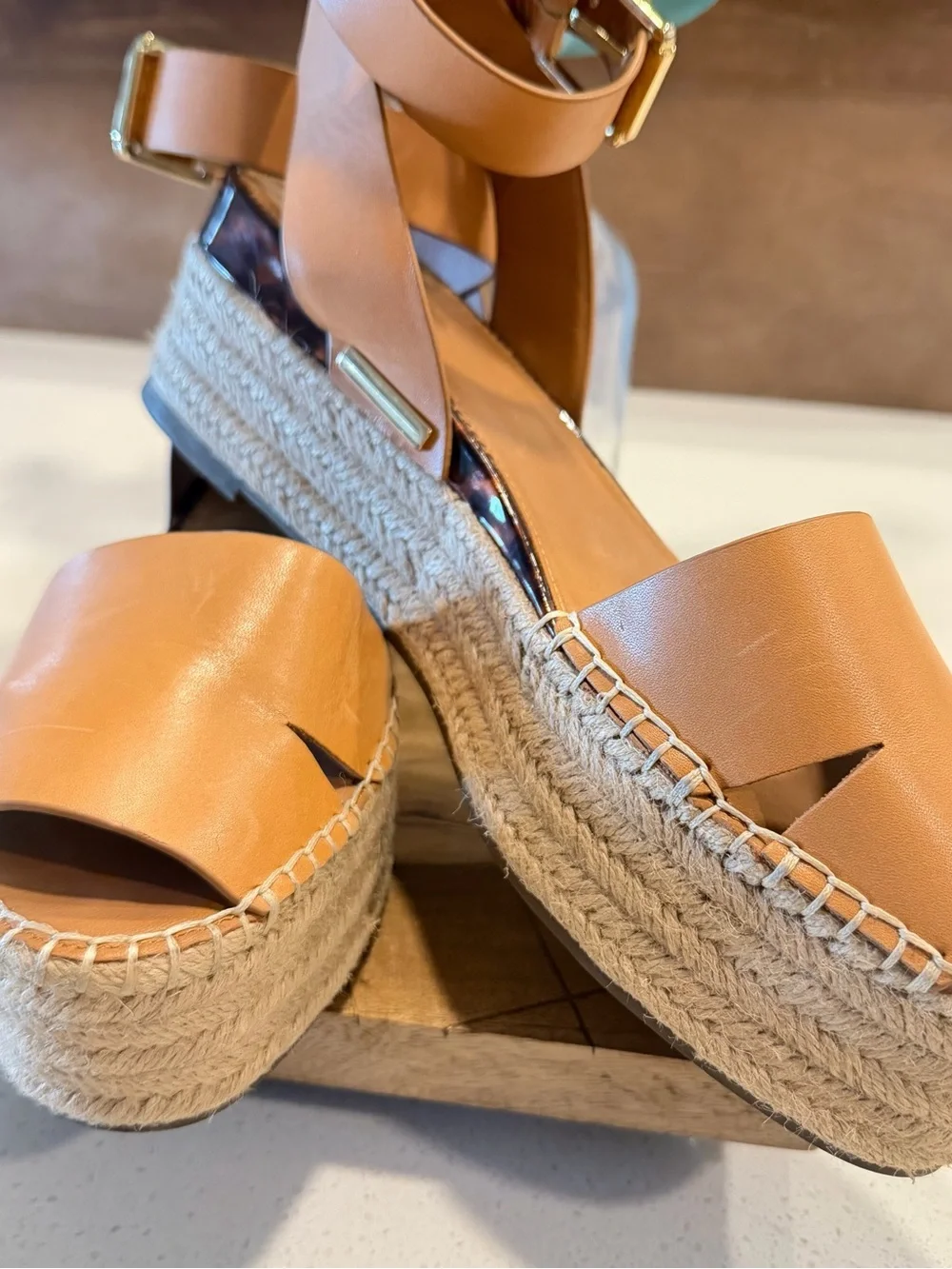 Sarto by Franco Sarto Lexie Ankle Strap Espadrille Sandal Camel Women Sz 10 - Picture 1 of 7